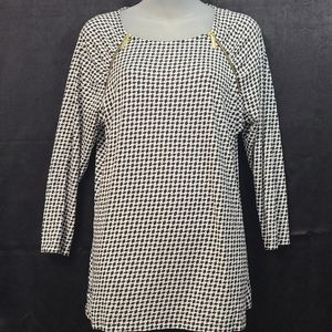 Michael Michael Kors Geo. Pattern, Zip,LS Top (Lg) NWT